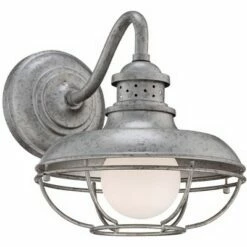 Franklin Iron Works Farmhouse Barn Light Fixture Galvanized Steel Open Cage 13" White Glass Diffuser Damp Rated for Porch Patio -Outdoor Lighting Sales Shop unnamed file 4256