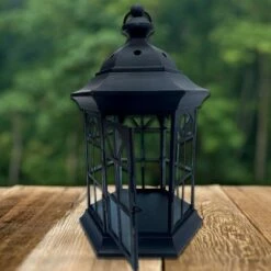 Backyard Expressions 71" Steel Lantern Stand Black
