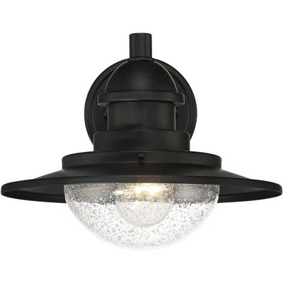 Franklin Iron Works Industrial Outdoor Wall Light Fixture Matte Black 8 1/2" LED Seedy Glass Damp Rated Exterior House Porch Patio 6 Franklin Iron Works Industrial Outdoor Wall Light Fixture Matte Black 8 1/2" LED Seedy Glass Damp Rated Exterior House Porch Patio - Image 4