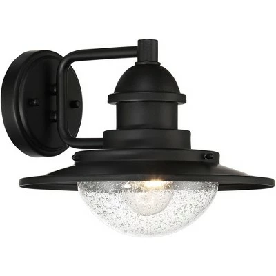 Franklin Iron Works Industrial Outdoor Wall Light Fixture Matte Black 8 1/2" LED Seedy Glass Damp Rated Exterior House Porch Patio 7 Franklin Iron Works Industrial Outdoor Wall Light Fixture Matte Black 8 1/2" LED Seedy Glass Damp Rated Exterior House Porch Patio - Image 5