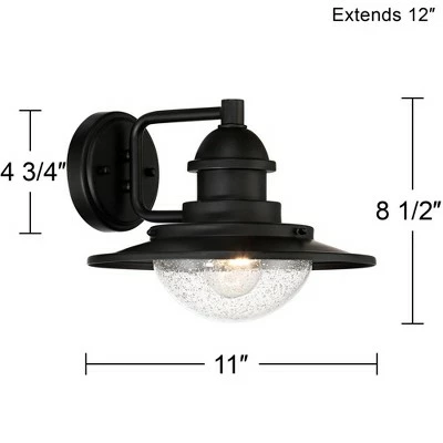 Franklin Iron Works Industrial Outdoor Wall Light Fixture Matte Black 8 1/2" LED Seedy Glass Damp Rated Exterior House Porch Patio 9 Franklin Iron Works Industrial Outdoor Wall Light Fixture Matte Black 8 1/2" LED Seedy Glass Damp Rated Exterior House Porch Patio - Image 7
