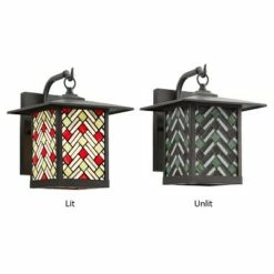 11.75" 1-Light Tiffany Style Outdoor Wall Lantern Sconce Oil-Rubbed Bronze/Stained Glass - River of Goods 13 11.75" 1-Light Tiffany Style Outdoor Wall Lantern Sconce Oil-Rubbed Bronze/Stained Glass - River of Goods -Outdoor Lighting Sales Shop unnamed file 4270