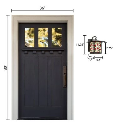 11.75" 1-Light Tiffany Style Outdoor Wall Lantern Sconce Oil-Rubbed Bronze/Stained Glass - River of Goods 7 11.75" 1-Light Tiffany Style Outdoor Wall Lantern Sconce Oil-Rubbed Bronze/Stained Glass - River of Goods - Image 5