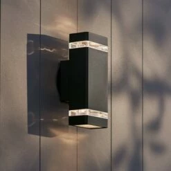 Possini Euro Design Modern Outdoor Wall Light Fixture Black 10 1/2" Rectangular Glass Up Down for House Porch Patio -Outdoor Lighting Sales Shop unnamed file 4287