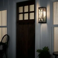 16.25" Stained Glass 1-Light Rectangular Geometric Outdoor Light Wall Sconce - River of Goods -Outdoor Lighting Sales Shop unnamed file 4297