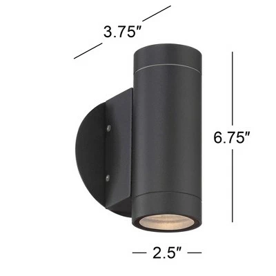 Possini Euro Design Modern Outdoor Wall Light Fixture Matte Black Cylinder 6 1/2" Tempered Glass Lens Up Down for Exterior House 8 Possini Euro Design Modern Outdoor Wall Light Fixture Matte Black Cylinder 6 1/2" Tempered Glass Lens Up Down for Exterior House - Image 6