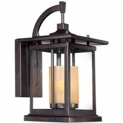 Franklin Iron Works Modern Outdoor Wall Light Fixture Bronze Steel 16 1/2" Clear and Amber Frosted Glass for Exterior House Porch -Outdoor Lighting Sales Shop unnamed file 4320