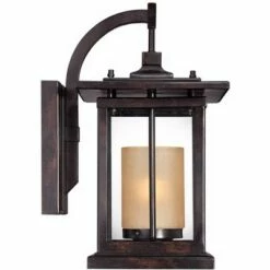 Franklin Iron Works Modern Outdoor Wall Light Fixture Bronze Steel 16 1/2" Clear and Amber Frosted Glass for Exterior House Porch -Outdoor Lighting Sales Shop unnamed file 4321