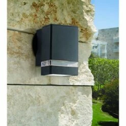 Possini Euro Design Modern Outdoor Wall Light Fixture Black Rectangular 6 1/4" Tempered Clear Glass Up Down for Exterior Porch -Outdoor Lighting Sales Shop unnamed file 4327