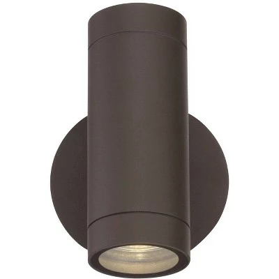 Possini Euro Design Modern Outdoor Wall Light Fixture Matte Bronze Cylinder 6 1/2" Tempered Glass Lens Up Down for Exterior House 5 Possini Euro Design Modern Outdoor Wall Light Fixture Matte Bronze Cylinder 6 1/2" Tempered Glass Lens Up Down for Exterior House - Image 3