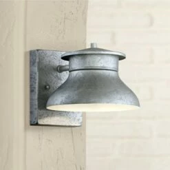 John Timberland Modern Outdoor Wall Light Fixture LED Galvanized Steel 5" Non Glass Dark Sky for Exterior House Porch Patio Barn