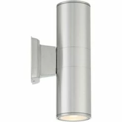 Possini Euro Design Modern Outdoor Wall Light Fixture Set of 2 Brushed Nickel Downlight Uplight 11 3/4" Glass Exterior House Porch -Outdoor Lighting Sales Shop unnamed file 4437