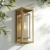 Possini Euro Design Modern Contemporary Glam Outdoor Wall Light Fixture Brass Metal 16 1/4" Clear Glass Panel Exterior House Porch -Outdoor Lighting Sales Shop unnamed file 4446