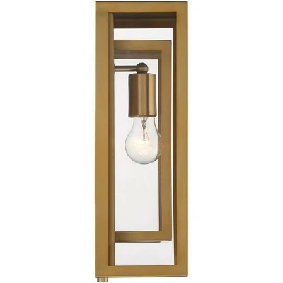 Possini Euro Design Modern Contemporary Glam Outdoor Wall Light Fixture Brass Metal 16 1/4" Clear Glass Panel Exterior House Porch 6 Possini Euro Design Modern Contemporary Glam Outdoor Wall Light Fixture Brass Metal 16 1/4" Clear Glass Panel Exterior House Porch - Image 5