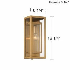 Possini Euro Design Modern Contemporary Glam Outdoor Wall Light Fixture Brass Metal 16 1/4" Clear Glass Panel Exterior House Porch 12 Possini Euro Design Modern Contemporary Glam Outdoor Wall Light Fixture Brass Metal 16 1/4" Clear Glass Panel Exterior House Porch -Outdoor Lighting Sales Shop unnamed file 4451