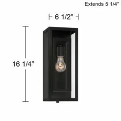 Possini Euro Design Modern Outdoor Wall Light Fixture Black Metal 16 1/2" Clear Glass for Exterior House Porch Patio Outside Deck -Outdoor Lighting Sales Shop unnamed file 4477