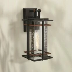Minka Lavery San Marcos 14 3/4" High Black and Copper Outdoor Wall Light