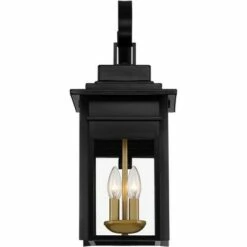 Franklin Iron Works Industrial Outdoor Wall Light Fixture Warm Brass Black Metal 17" Clear Glass Exterior House Patio Outside Deck -Outdoor Lighting Sales Shop unnamed file 4507