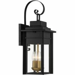 Franklin Iron Works Industrial Outdoor Wall Light Fixture Warm Brass Black Metal 17" Clear Glass Exterior House Patio Outside Deck -Outdoor Lighting Sales Shop unnamed file 4508