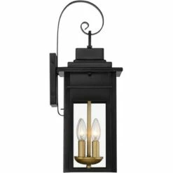 Franklin Iron Works Industrial Outdoor Wall Light Fixture Warm Brass Black Metal 17" Clear Glass Exterior House Patio Outside Deck -Outdoor Lighting Sales Shop unnamed file 4509