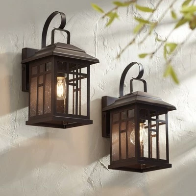John Timberland Outdoor Wall Lights Set of 2 Fixture Carriage Style Bronze 12 1/2" Clear Glass Lantern Exterior House Porch Patio 3 John Timberland Outdoor Wall Lights Set of 2 Fixture Carriage Style Bronze 12 1/2" Clear Glass Lantern Exterior House Porch Patio