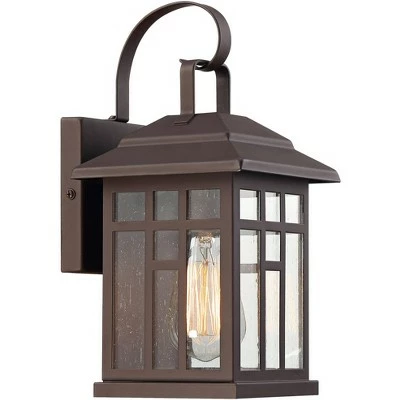 John Timberland Outdoor Wall Lights Set of 2 Fixture Carriage Style Bronze 12 1/2" Clear Glass Lantern Exterior House Porch Patio 6 John Timberland Outdoor Wall Lights Set of 2 Fixture Carriage Style Bronze 12 1/2" Clear Glass Lantern Exterior House Porch Patio - Image 4
