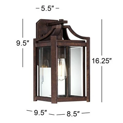 Franklin Iron Works Rustic Farmhouse Outdoor Wall Light Fixture Bronze 16 1/4" Clear Beveled Glass for Exterior House Porch Patio 8 Franklin Iron Works Rustic Farmhouse Outdoor Wall Light Fixture Bronze 16 1/4" Clear Beveled Glass for Exterior House Porch Patio - Image 6