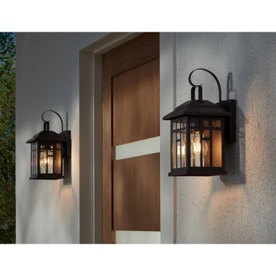 John Timberland Outdoor Wall Lights Set of 2 Fixture Carriage Style Bronze 12 1/2" Clear Glass Lantern Exterior House Porch Patio 8 John Timberland Outdoor Wall Lights Set of 2 Fixture Carriage Style Bronze 12 1/2" Clear Glass Lantern Exterior House Porch Patio - Image 6