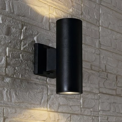 JONATHAN Y 6" LED Metal/Glass Cylinder Outdoor Sconce with Black - Jonathan Y 3 JONATHAN Y 6" LED Metal/Glass Cylinder Outdoor Sconce with Black - Jonathan Y - Image 2