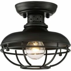 Franklin Iron Works Farmhouse Vintage Outdoor Ceiling Light Fixture Black 8 1/2" Open Metal Cage for Exterior House Porch Patio -Outdoor Lighting Sales Shop unnamed file 4674