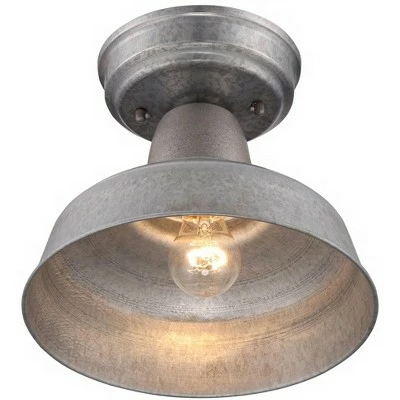 John Timberland Rustic Outdoor Ceiling Light Fixture Semi Flush Urban Barn Farmhouse Galvanized 10 1/4" for Porch Kitchen 6 John Timberland Rustic Outdoor Ceiling Light Fixture Semi Flush Urban Barn Farmhouse Galvanized 10 1/4" for Porch Kitchen - Image 4