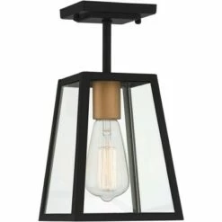 John Timberland Modern Outdoor Ceiling Light Fixture Mystic Black Gold 6" Clear Glass Panels Exterior House Porch Patio Outside -Outdoor Lighting Sales Shop unnamed file 4696