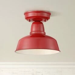 John Timberland Farmhouse Outdoor Ceiling Light Fixture Urban Barn Red Metal 10 1/4" for Exterior House Porch Patio