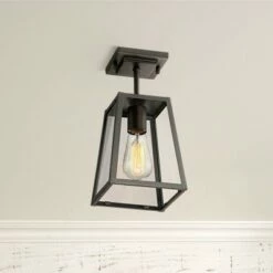 John Timberland Modern Outdoor Ceiling Light Fixture Mystic Black 6" Clear Glass Damp Rated for Exterior House Porch Patio
