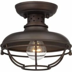 Franklin Iron Works Rustic Outdoor Ceiling Light Fixture Bronze 8 1/2" Caged for Exterior Entryway Porch -Outdoor Lighting Sales Shop unnamed file 4712