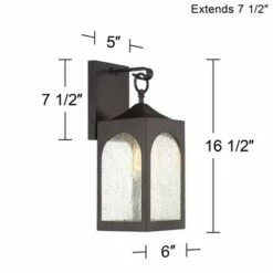 Possini Euro Design Modern Outdoor Wall Light Fixture Bronze Lantern 16 1/2" Seedy Glass for Exterior House Porch Patio Deck -Outdoor Lighting Sales Shop unnamed file 488