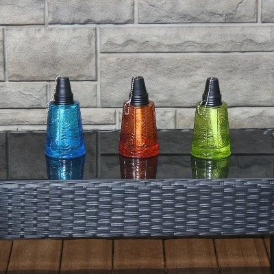 Sunnydaze Decor Sunnydaze Outdoor Refillable Glass Tabletop Torches with Long-Lasting Fiberglass Wicks - Blue, Orange, and Green - 3pc 6 Sunnydaze Decor Sunnydaze Outdoor Refillable Glass Tabletop Torches with Long-Lasting Fiberglass Wicks - Blue, Orange, and Green - 3pc - Image 6