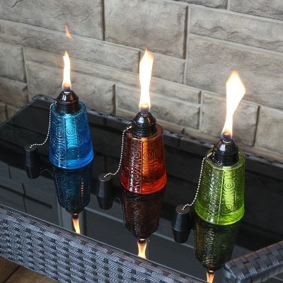 Sunnydaze Decor Sunnydaze Outdoor Refillable Glass Tabletop Torches with Long-Lasting Fiberglass Wicks - Blue, Orange, and Green - 3pc 7 Sunnydaze Decor Sunnydaze Outdoor Refillable Glass Tabletop Torches with Long-Lasting Fiberglass Wicks - Blue, Orange, and Green - 3pc - Image 7