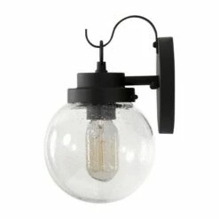 Metal/Glass Globe Outdoor Wall Lamp - LNC Black -Outdoor Lighting Sales Shop unnamed file 4978