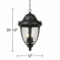 John Timberland Traditional Outdoor Ceiling Light Hanging Lantern Bronze 20 1/2" Seedy Glass Damp Rated for Exterior Porch Patio -Outdoor Lighting Sales Shop unnamed file 499