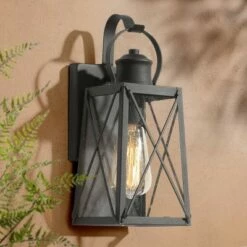 12.5" Metal/Glass "X" Outdoor Wall Lamp - LNC Black