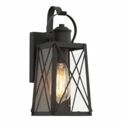 12.5" Metal/Glass "X" Outdoor Wall Lamp - LNC Black -Outdoor Lighting Sales Shop unnamed file 5006