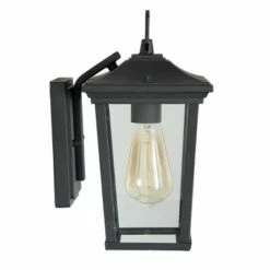11.8" Metal/Glass Outdoor Wall Lamp Black - LNC -Outdoor Lighting Sales Shop unnamed file 5018