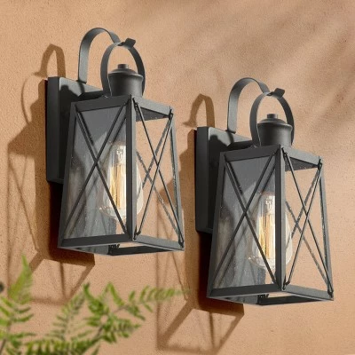 2pk 12.5" Metal/Glass "X" Outdoor Lamps - LNC Rusty 5 2pk 12.5" Metal/Glass "X" Outdoor Lamps - LNC Rusty -Outdoor Lighting Sales Shop unnamed file 5019