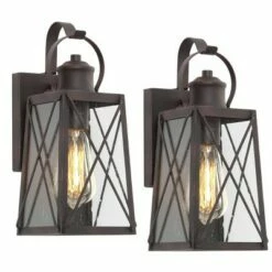 2pk 12.5" Metal/Glass "X" Outdoor Lamps - LNC Rusty -Outdoor Lighting Sales Shop unnamed file 5027