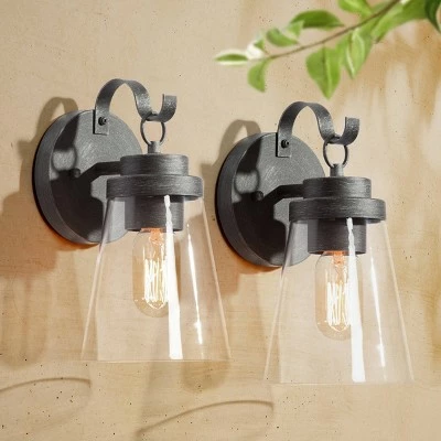 2pk 10" Metal/Glass Outdoor Wall Lamps Black/Silver - LNC 3 2pk 10" Metal/Glass Outdoor Wall Lamps Black/Silver - LNC -Outdoor Lighting Sales Shop unnamed file 5036