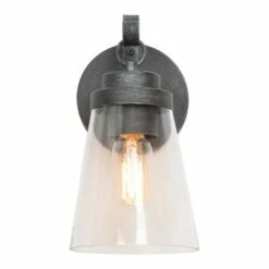 2pk 10" Metal/Glass Outdoor Wall Lamps Black/Silver - LNC -Outdoor Lighting Sales Shop unnamed file 5041