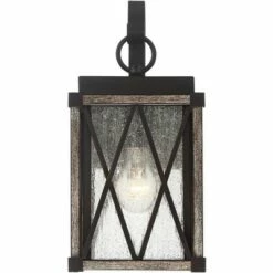 Possini Euro Design Rustic Outdoor Wall Light Fixture Bronze Wood Finish 13 1/2" Clear Seedy Glass Lantern for Exterior House Porch Patio -Outdoor Lighting Sales Shop unnamed file 514