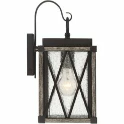 Possini Euro Design Rustic Outdoor Wall Light Fixture Bronze Wood Finish 13 1/2" Clear Seedy Glass Lantern for Exterior House Porch Patio -Outdoor Lighting Sales Shop unnamed file 516
