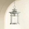 Franklin Iron Works Industrial Outdoor Lighting Hanging Lantern Chrome 13 1/2" Clear Seedy Glass for Exterior House Porch Patio